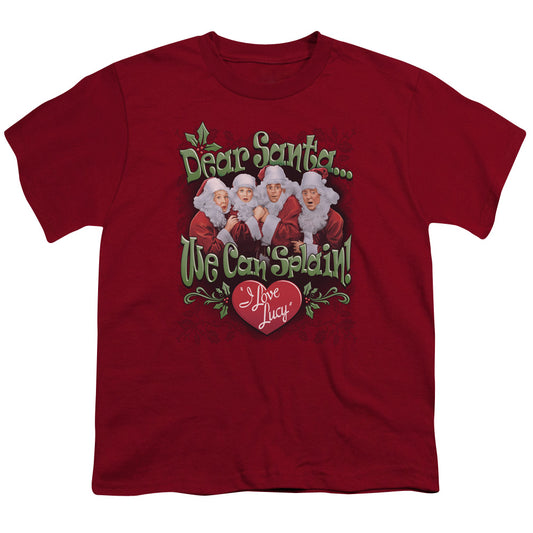 I Love Lucy - Dear Santa - Short Sleeve Youth 18/1 - Cardinal T-shirt