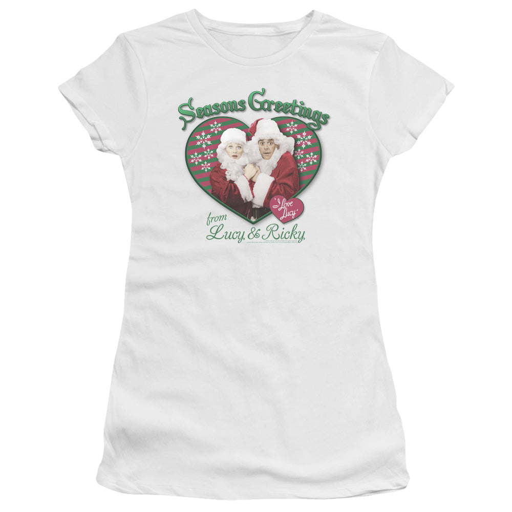 I Love Lucy - Seasons Greetings - Short Sleeve Junior Sheer - White T-shirt