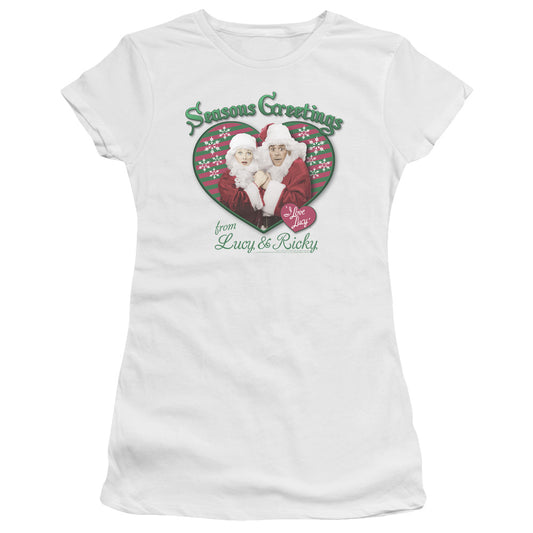 I Love Lucy - Seasons Greetings - Short Sleeve Junior Sheer - White T-shirt