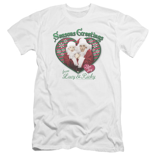 I Love Lucy - Seasons Greetings-premuim Canvas Adult Slim Fit 30/1 - White