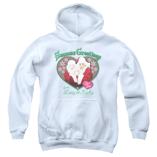 I Love Lucy Seasons Greetings-youth Pull-over Hoodie - White