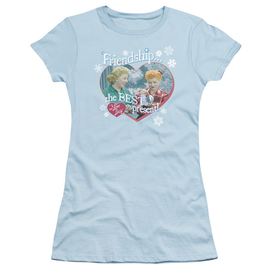 I Love Lucy - The Best Present - Short Sleeve Junior Sheer - Light Blue T-shirt