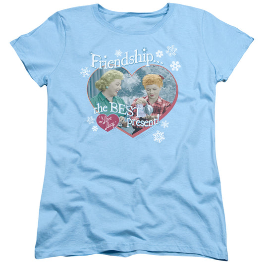 I Love Lucy - The Best Present - Short Sleeve Womens Tee - Light Blue T-shirt