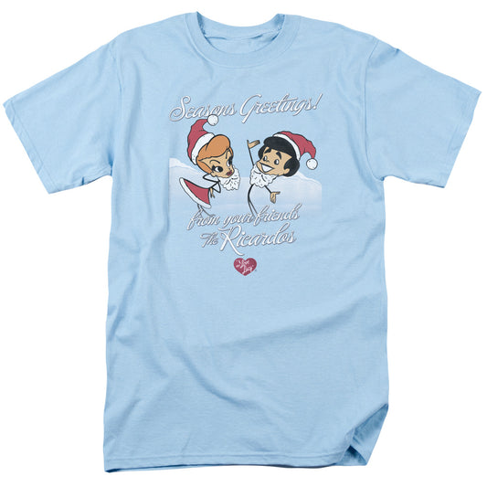 I Love Lucy - Animated Christmas - Short Sleeve Adult 18/1 - Light Blue T-shirt