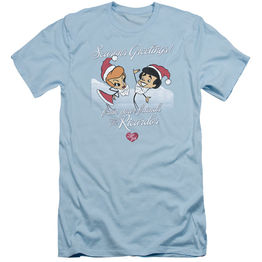 I Love Lucy - Animated Christmas - Short Sleeve Adult 30/1 - Light Blue T-shirt