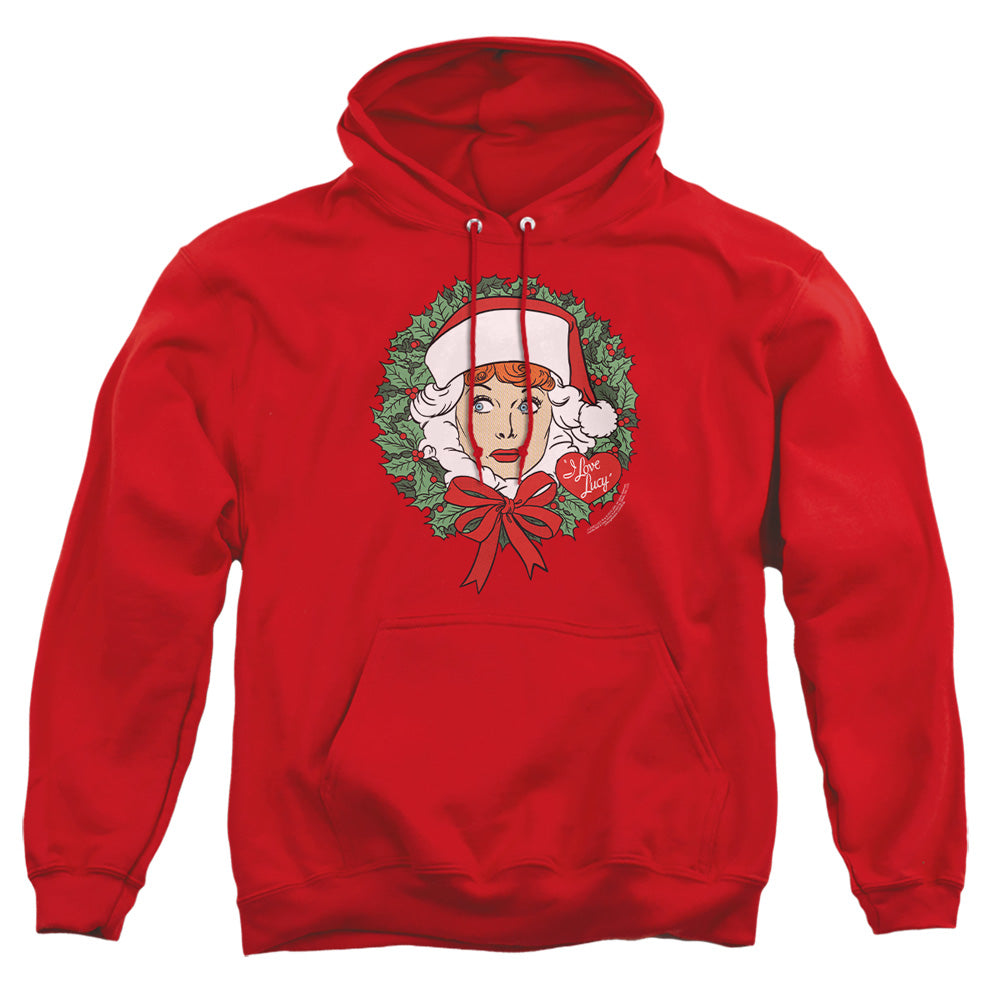 I Love Lucy - Wreath - Adult Pull-over Hoodie - Red
