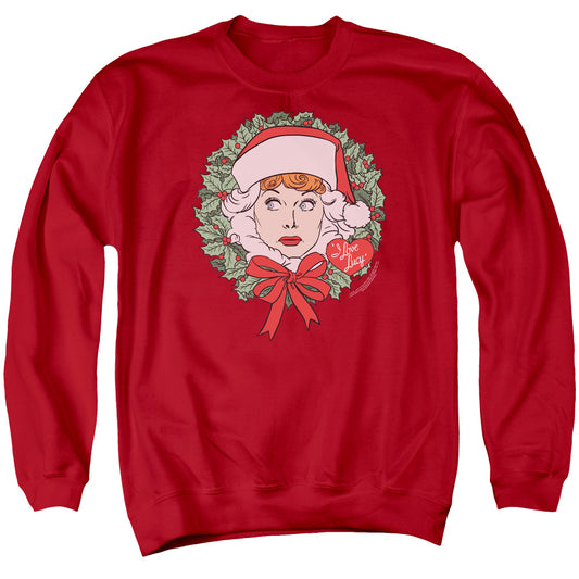 I Love Lucy - Wreath - Adult Crewneck Sweatshirt - Red