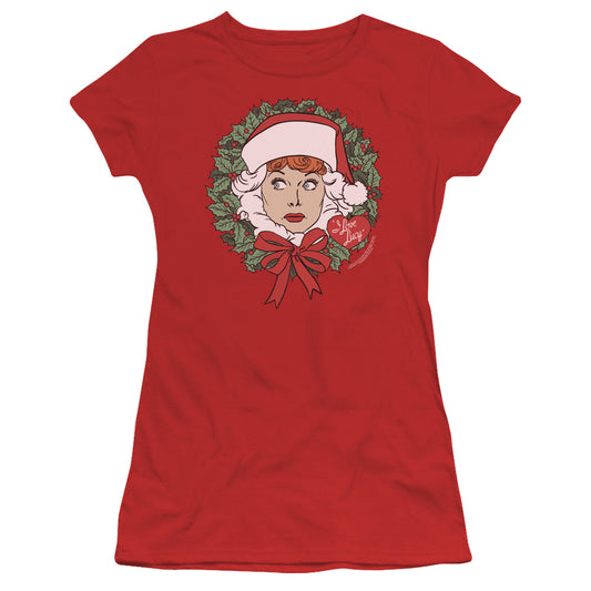 I Love Lucy - Wreath - Short Sleeve Junior Sheer - Red T-shirt