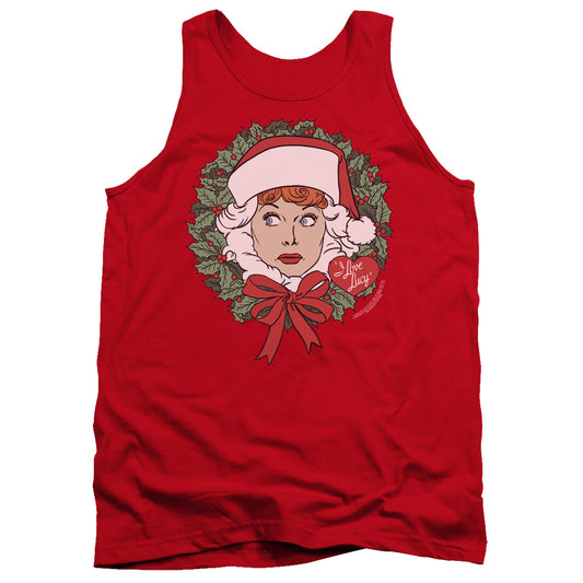 I Love Lucy - Wreath - Adult Tank - Red