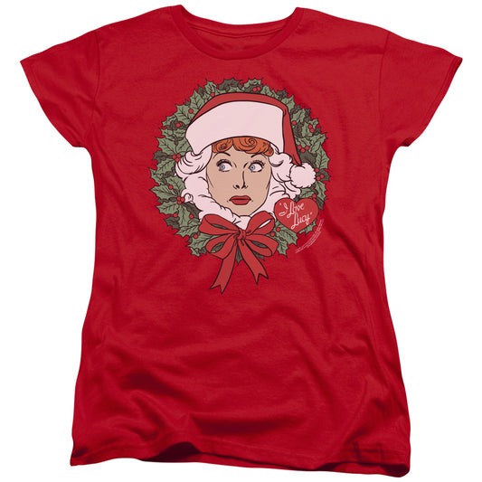 I Love Lucy - Wreath - Short Sleeve Womens Tee - Red T-shirt