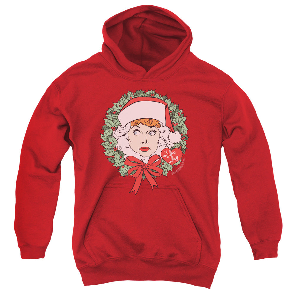 I Love Lucy - Wreath - Youth Pull-over Hoodie - Red
