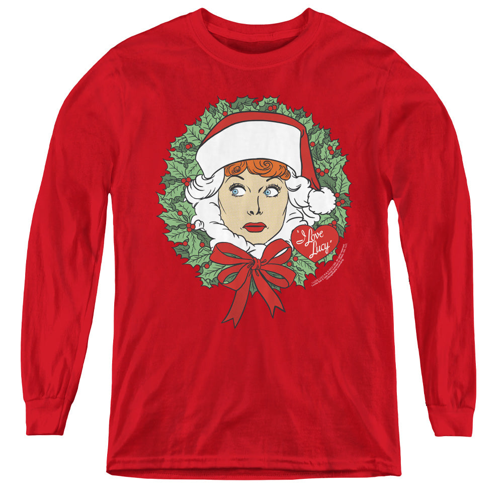 I Love Lucy - Wreath - Youth Long Sleeve Tee - Red