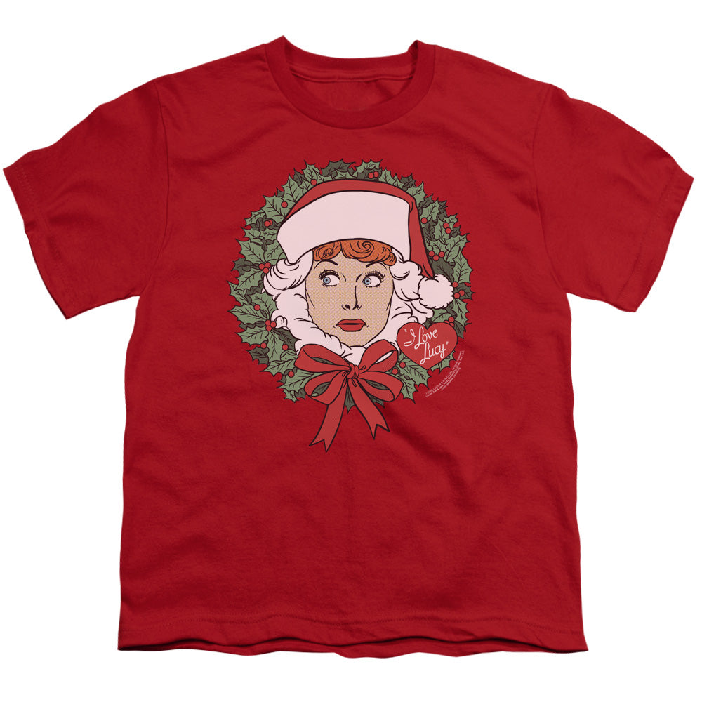 I Love Lucy - Wreath - Short Sleeve Youth 18/1 - Red T-shirt