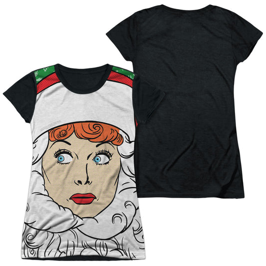 I Love Lucy - Secret Santa - Short Sleeve Junior Poly Black Back - White T-shirt