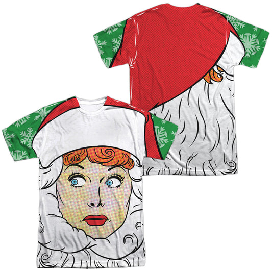 I Love Lucy - Secret Santa (Front/back Print) -  Short Sleeve Adult Poly Crew- White T-shirt