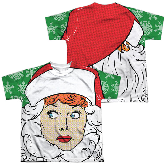 I Love Lucy - Secret Santa (Front/back Print) - Short Sleeve Youth Poly Crew - White T-shirt