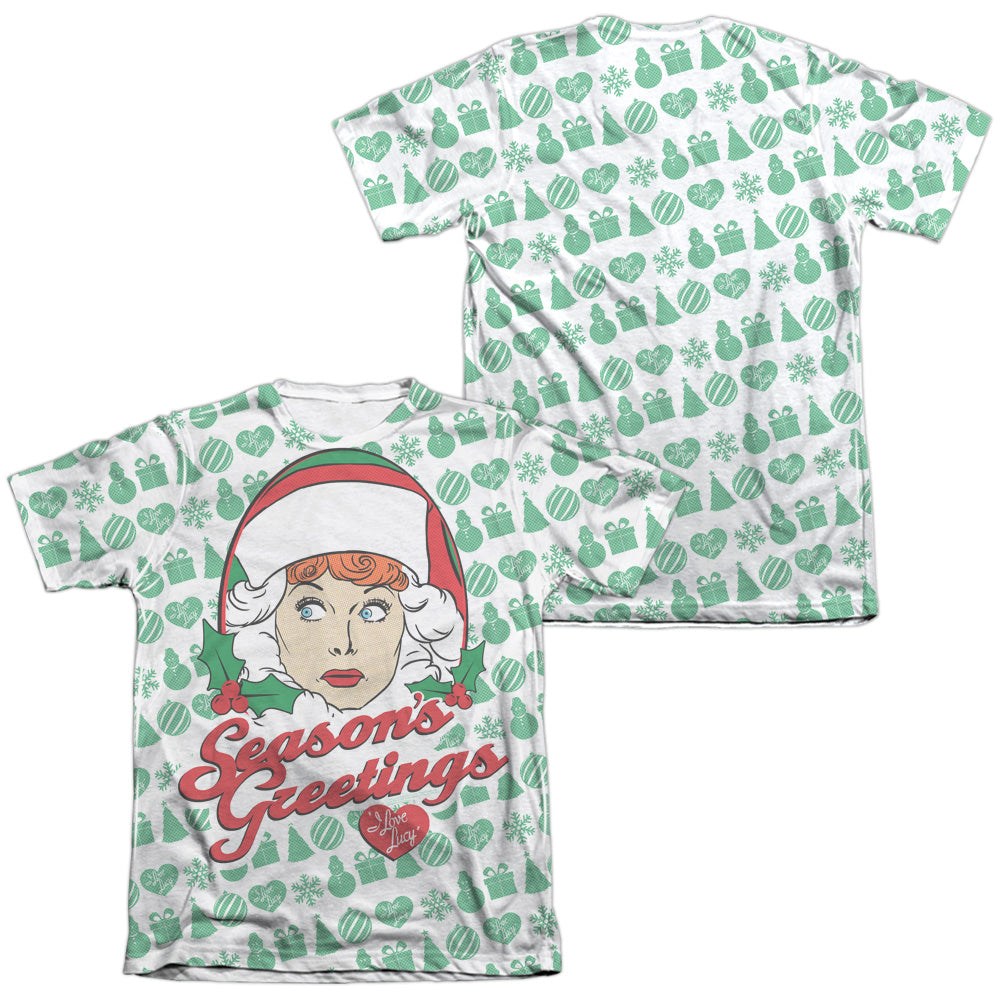 I Love Lucy - Holiday Pattern (Front/back Print) - Adult Poly/cotton Short Sleeve Tee - White T-shirt