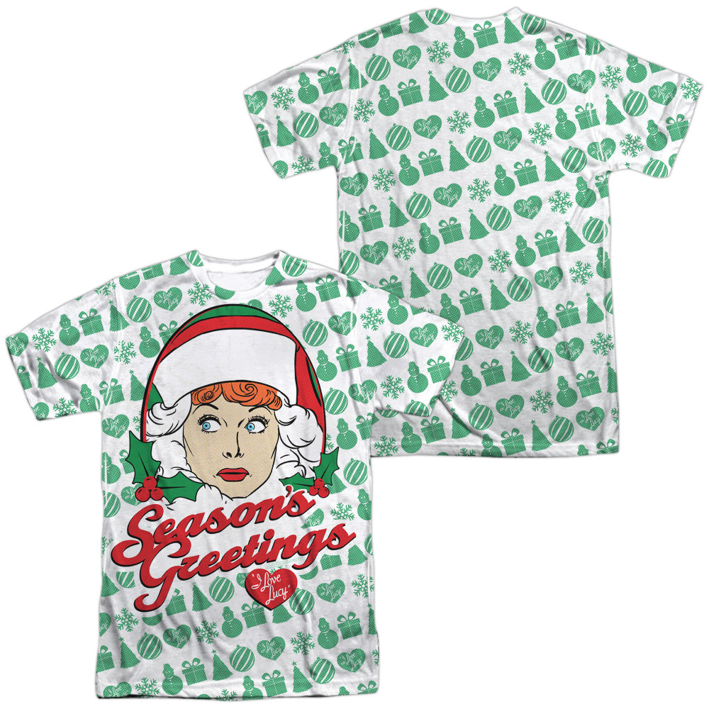 I Love Lucy - Holiday Pattern (Front/back Print) -  Short Sleeve Adult Poly Crew- White T-shirt