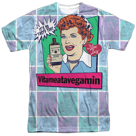 I Love Lucy - All Over Vita Comic - Short Sleeve Adult Poly Crew - White T-shirt