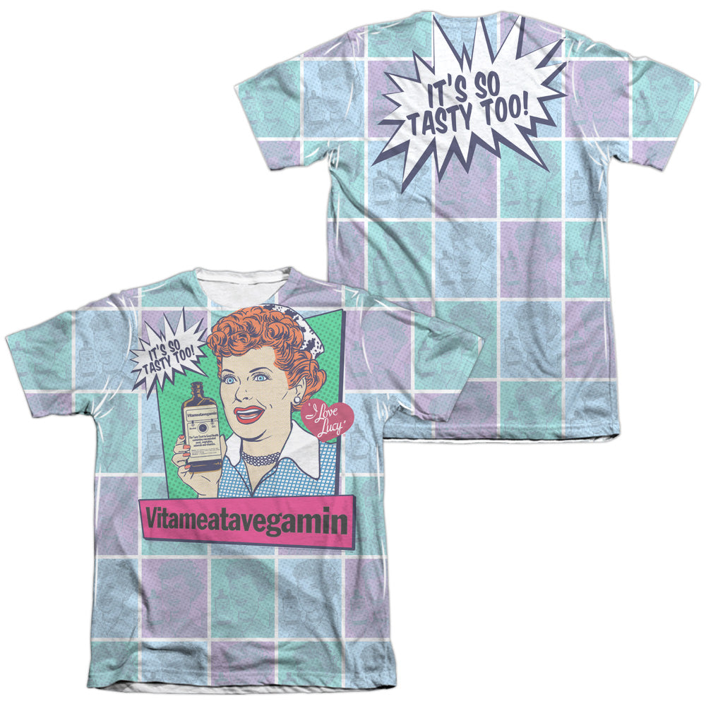 I Love Lucy - All Over Vita Comic (Front/back Print) - Adult Poly/cotton Short Sleeve Tee - White T-shirt