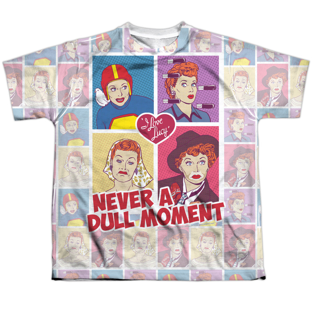 I Love Lucy - All Over Panels - Short Sleeve Youth Poly Crew - White T-shirt