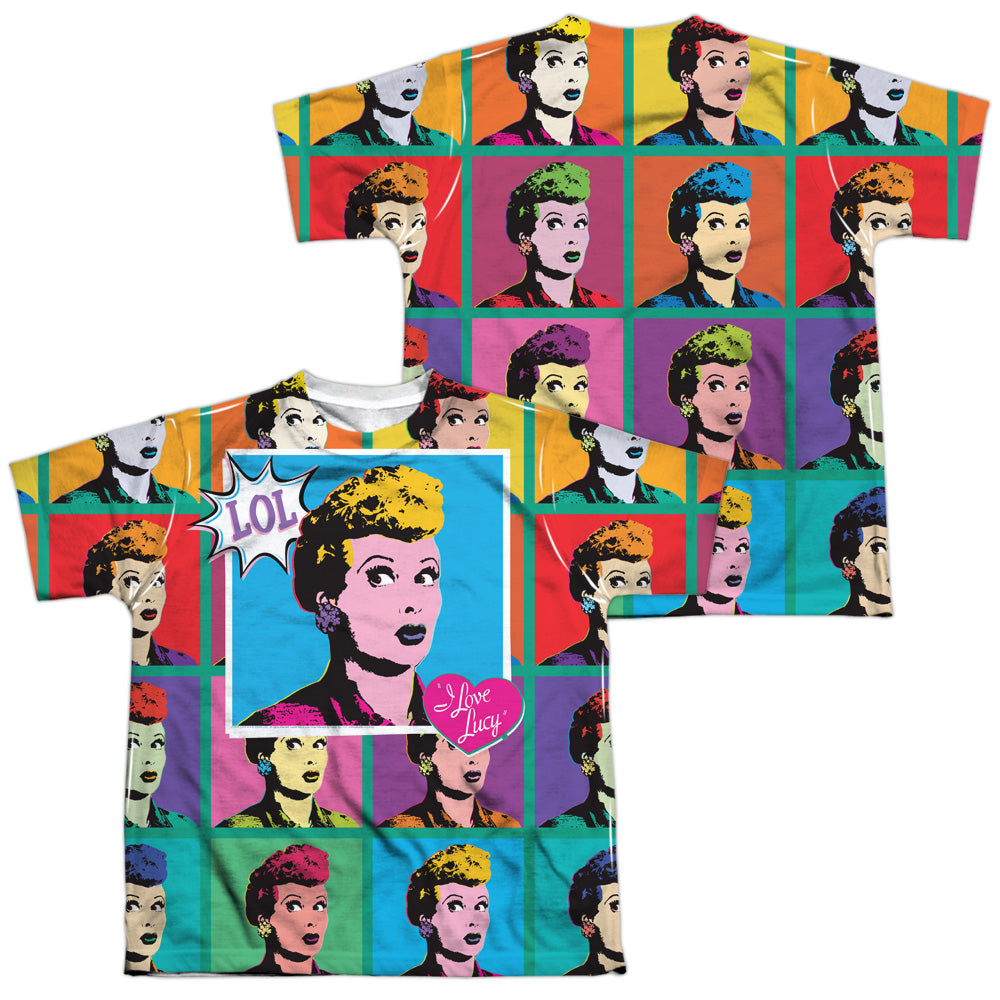 I Love Lucy - Lol (Front/back Print) - Short Sleeve Youth Poly Crew - White T-shirt