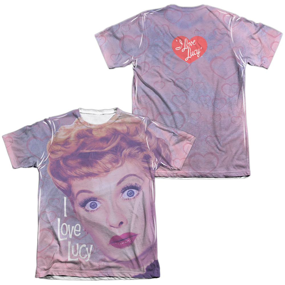I Love Lucy - Funny Hearts (Front/back Print) - Adult Poly/cotton Short Sleeve Tee - White T-shirt