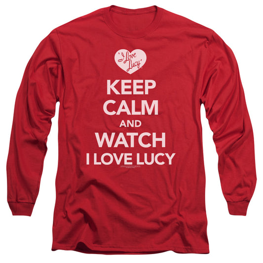 I Love Lucy - Keep Calm And Watch - Long Sleeve Adult 18/1 - Red T-shirt