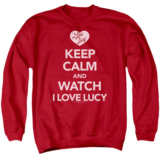 I Love Lucy - Keep Calm And Watch - Adult Crewneck Sweatshirt - Red