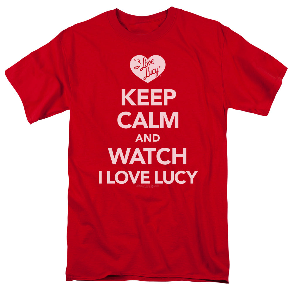 I Love Lucy - Keep Calm And Watch - Short Sleeve Adult 18/1 - Red T-shirt