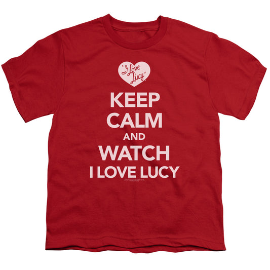 I Love Lucy - Keep Calm And Watch - Short Sleeve Youth 18/1 - Red T-shirt