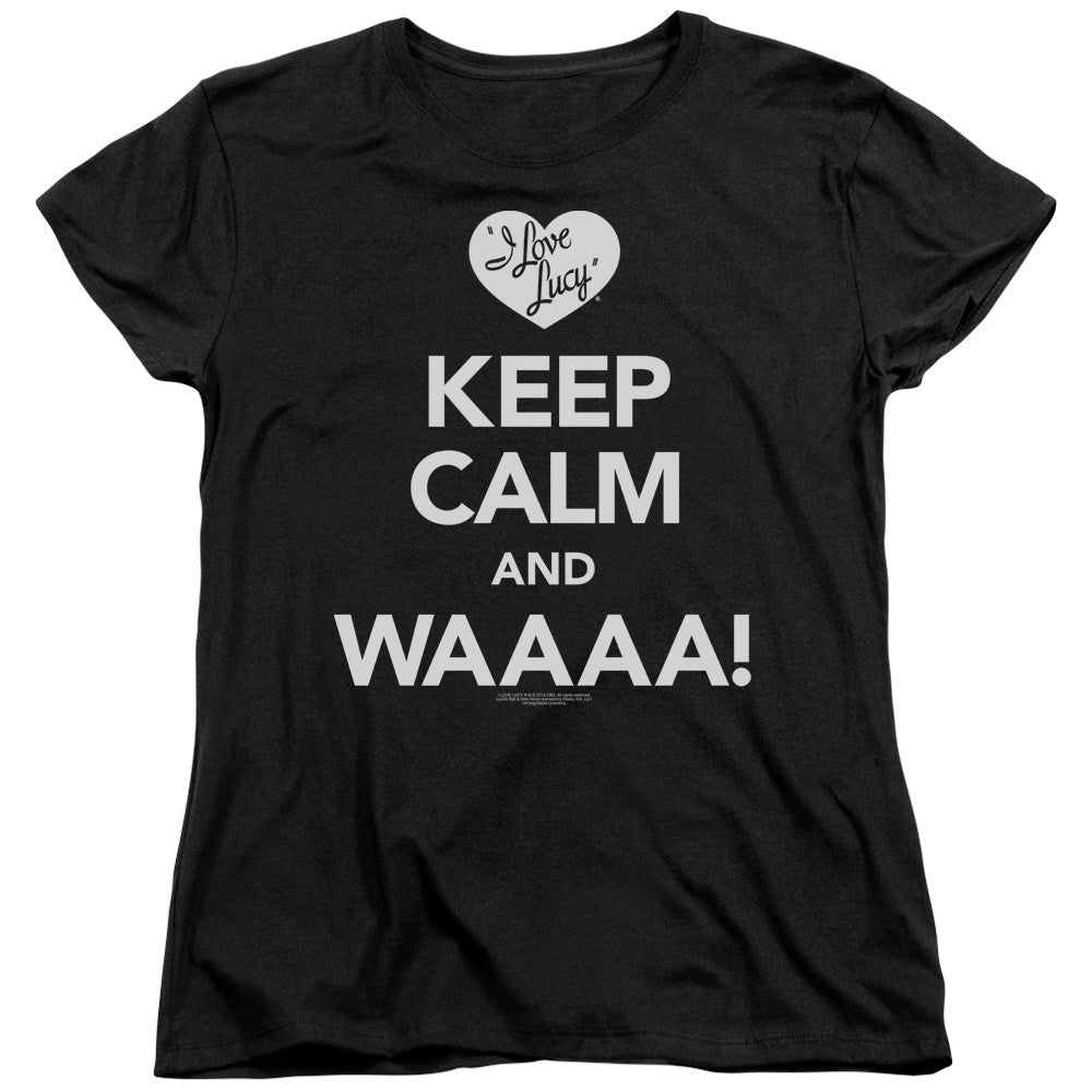 I Love Lucy - Keep Calm Waaa - Short Sleeve Womens Tee - Black T-shirt