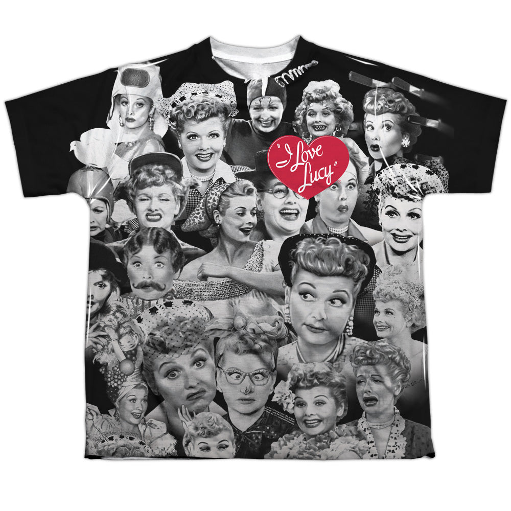 I Love Lucy - Faces - Short Sleeve Youth Poly Crew - White T-shirt