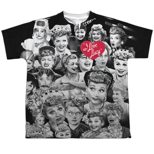 I Love Lucy - Faces - Short Sleeve Youth Poly Crew - White T-shirt