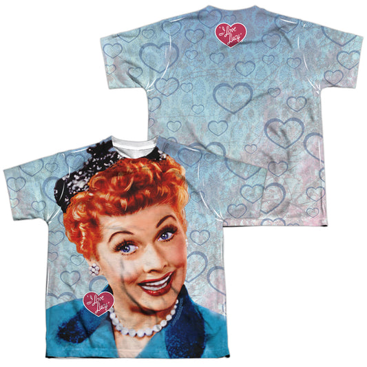 I Love Lucy - Smile (Front/back Print) - Short Sleeve Youth Poly Crew - White T-shirt
