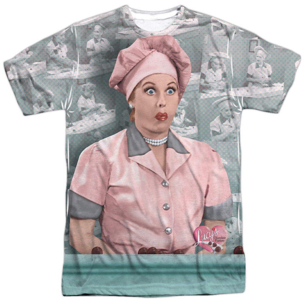 I Love Lucy - Chocolate Belt - Short Sleeve Adult Poly Crew - White T-shirt
