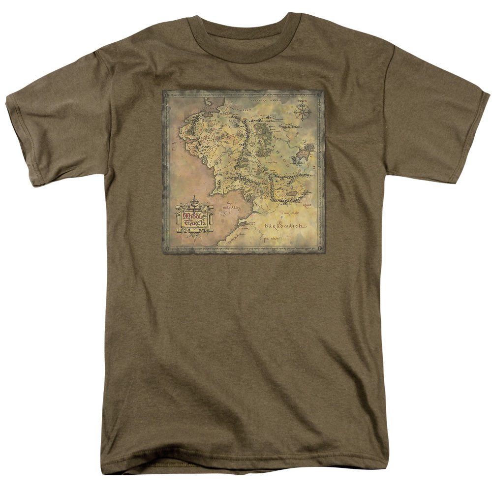 Lor - Middle Earth Map - Short Sleeve Adult 18/1 - Safari Green T-shirt