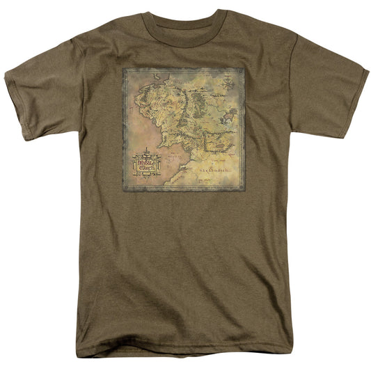 Lor - Middle Earth Map - Short Sleeve Adult 18/1 - Safari Green T-shirt