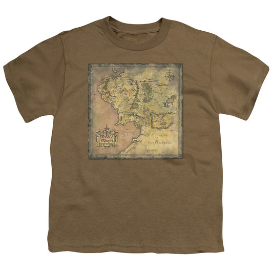 Lor - Middle Earth Map - Short Sleeve Youth 18/1 - Safari Green T-shirt