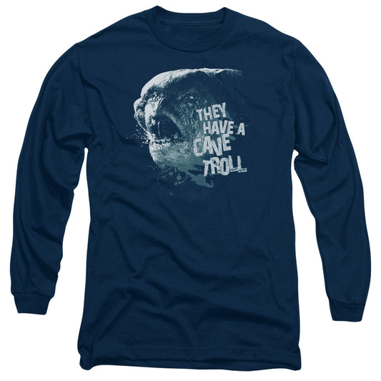Lor - Cave Troll - Long Sleeve Adult 18/1 - Navy T-shirt