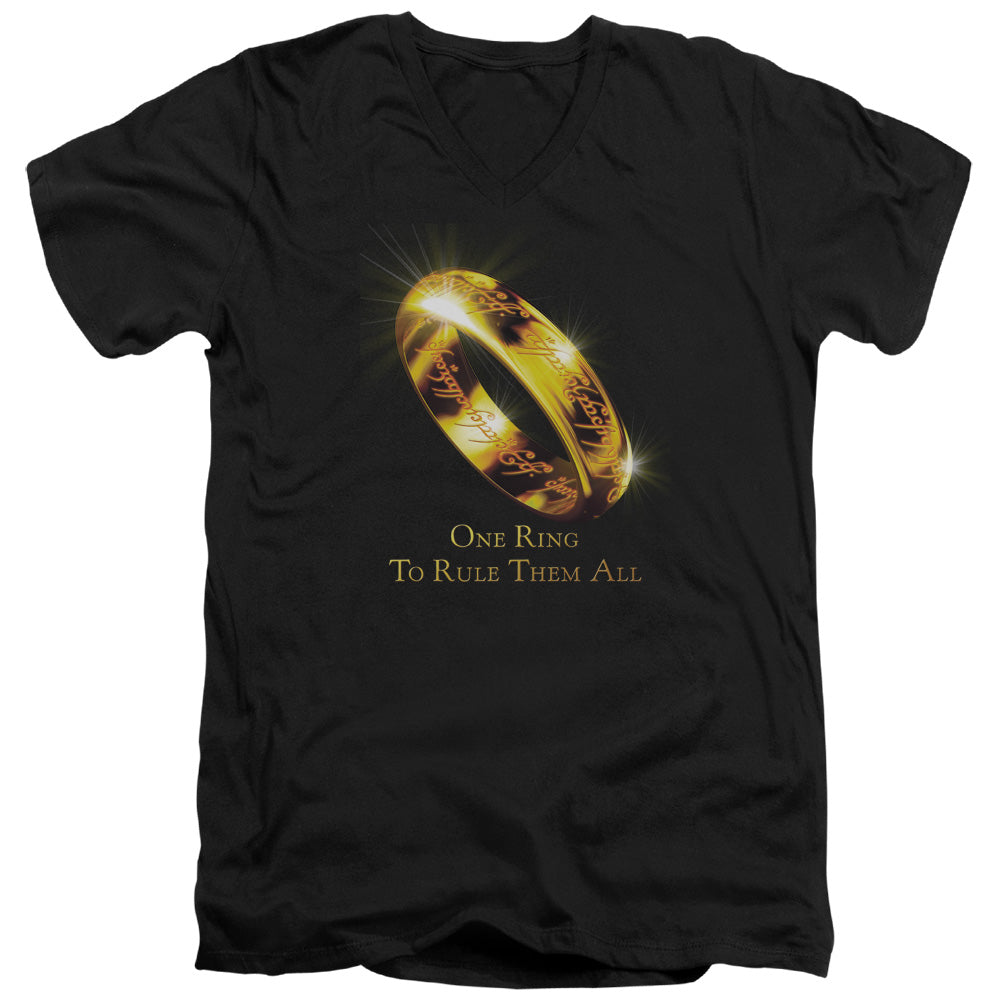 Lor - One Ring - Short Sleeve Adult V-neck - Black T-shirt