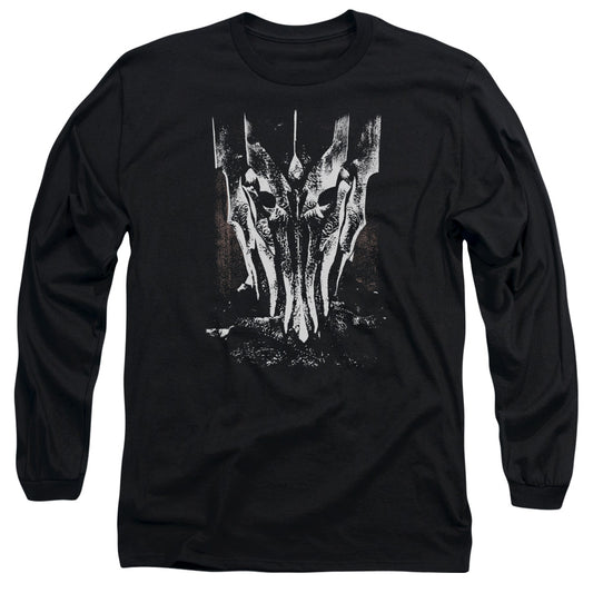 Lor - Big Sauron Head - Long Sleeve Adult 18/1 - Black T-shirt