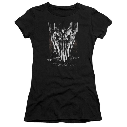 Lor - Big Sauron Head - Short Sleeve Junior Sheer - Black T-shirt