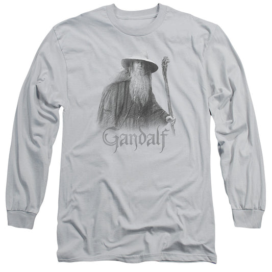Lor - Gandalf The Grey - Long Sleeve Adult 18/1 - Silver T-shirt