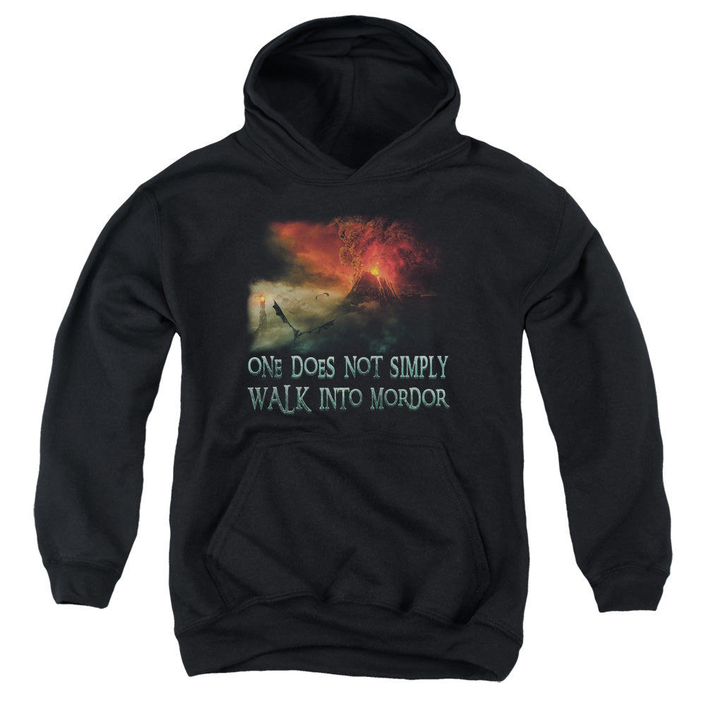 Lor Walk In Mordor-youth Pull-over Hoodie - Black