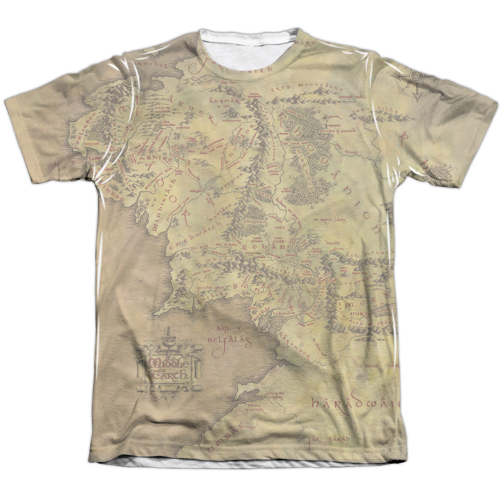 Lor - Middle Earth Map - Adult Poly/cotton Short Sleeve Tee - White T-shirt