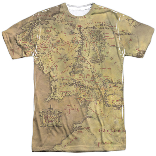 Lor - Middle Earth Map - Short Sleeve Adult Poly Crew - White T-shirt