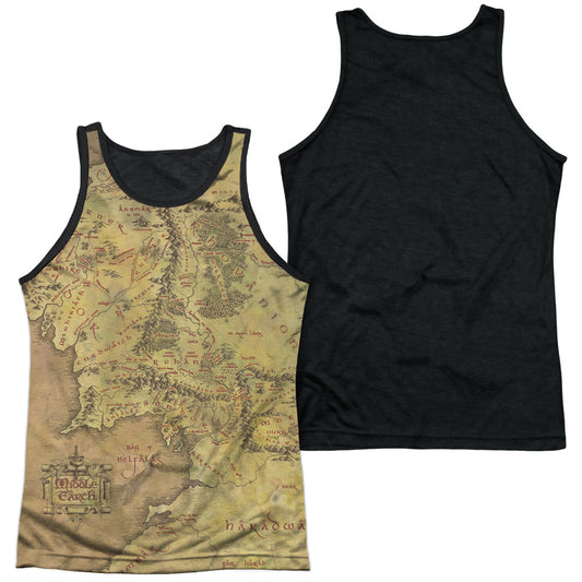 Lor - Middle Earth Map - Adult Poly Tank Top Black Back - White