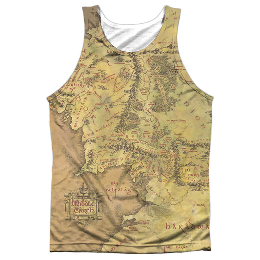 Lor - Middle Earth Map - Adult 100% Poly Tank Top - White