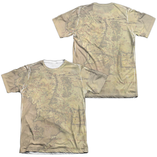 Lor - Middle Earth Map (Front/back Print) - Adult Poly/cotton Short Sleeve Tee - White T-shirt